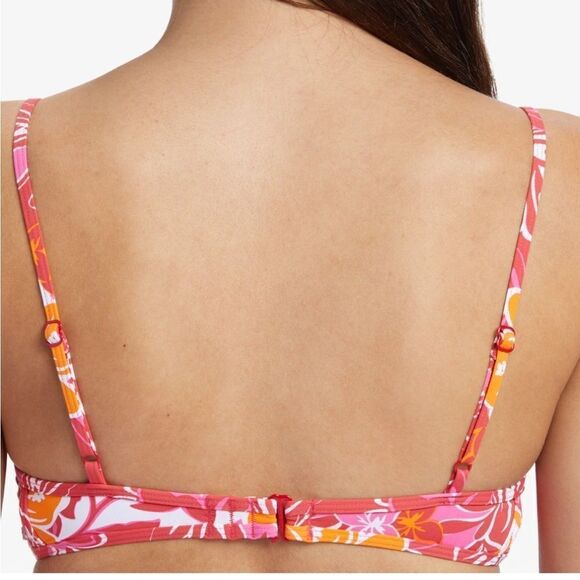Roxy Juniors Sea Spray Bralette Bikini Top - Hilo Hibiscus Printed Swimsuit Red - Picture 2 of 12